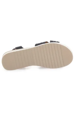 Sandali neri con fasce glitterate e zeppa bassa PITTARELLO SUN CH2071B02