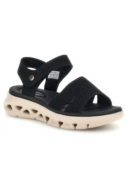 Sandali neri con fasce in tessuto suola comfort Plocadi G80634