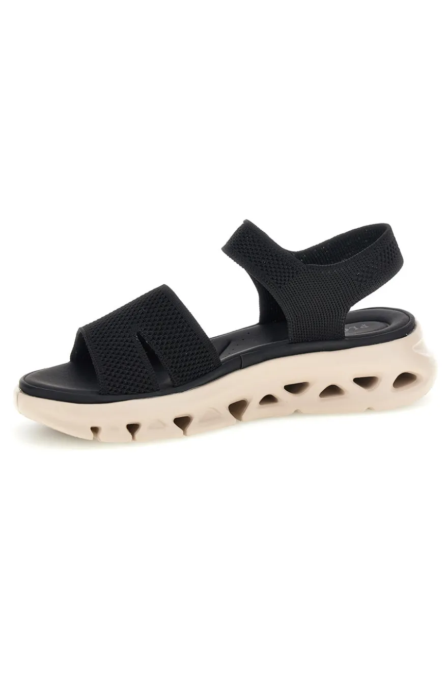 Sandali neri con fasce in tessuto suola comfort Plocadi G80634