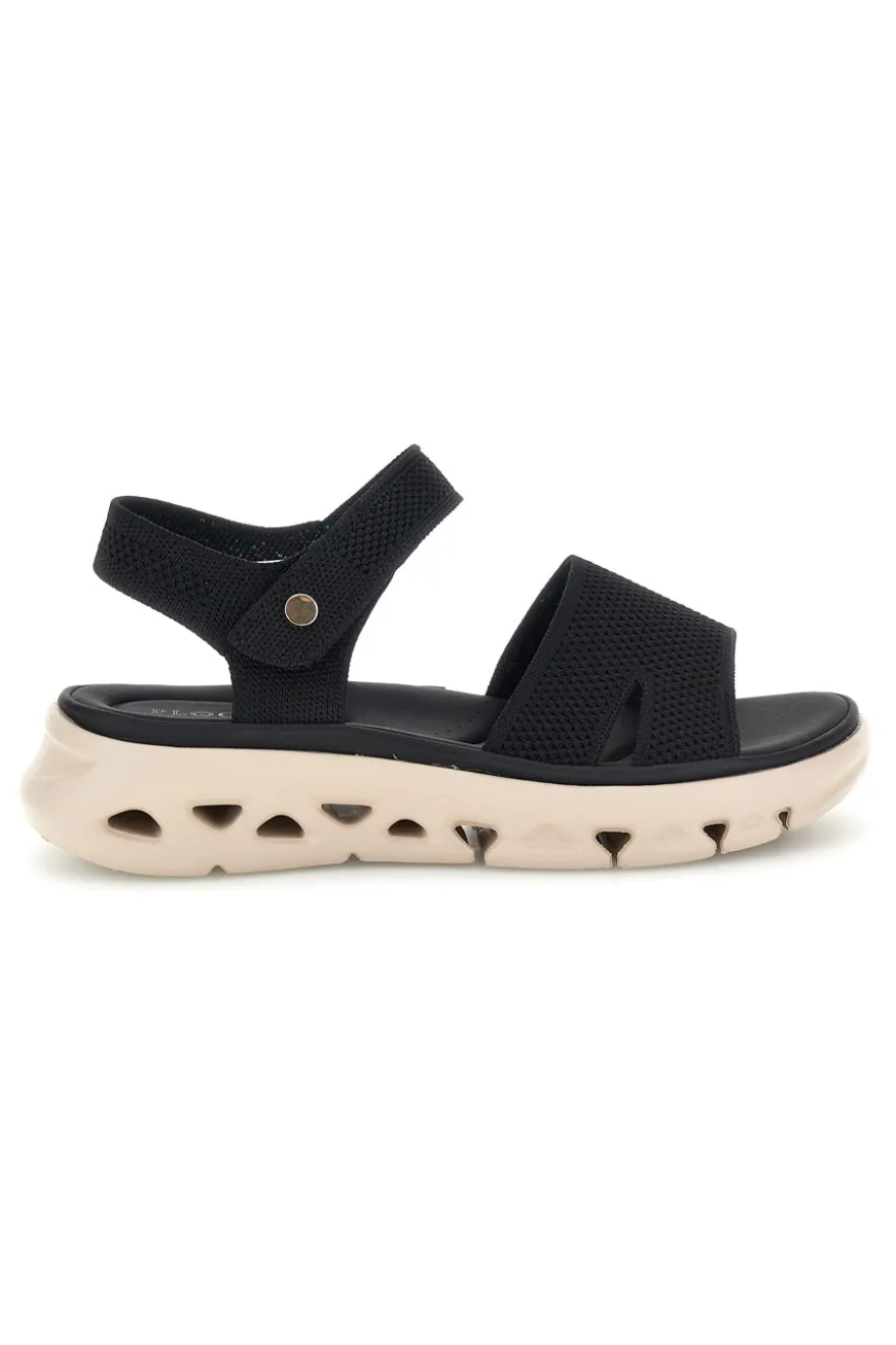 Sandali neri con fasce in tessuto suola comfort Plocadi G80634