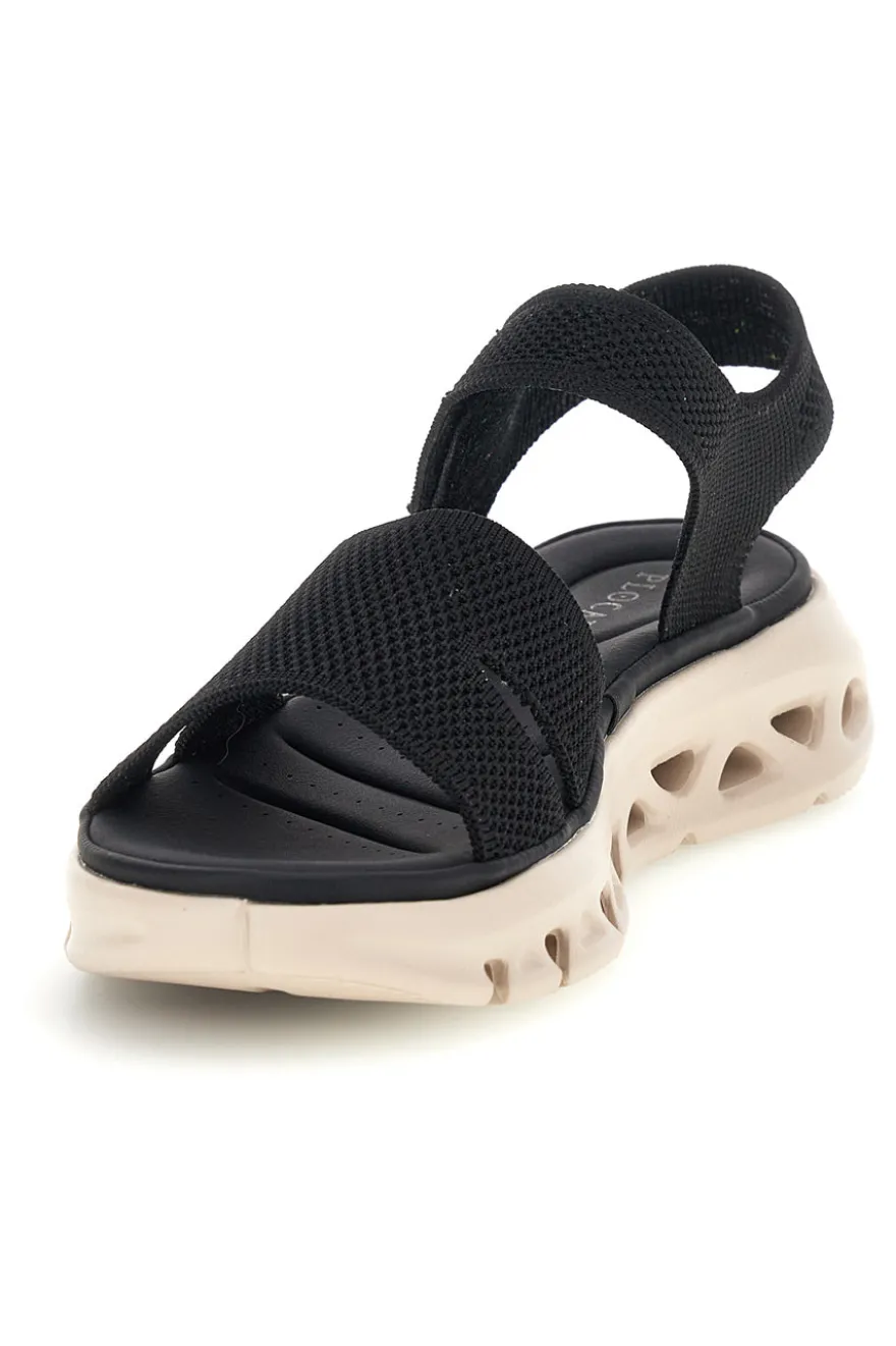 Sandali neri con fasce in tessuto suola comfort Plocadi G80634