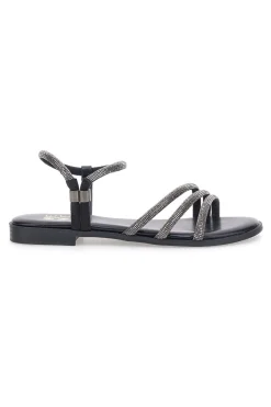 Sandali neri con fascette sottili e strass Me & Me 1703