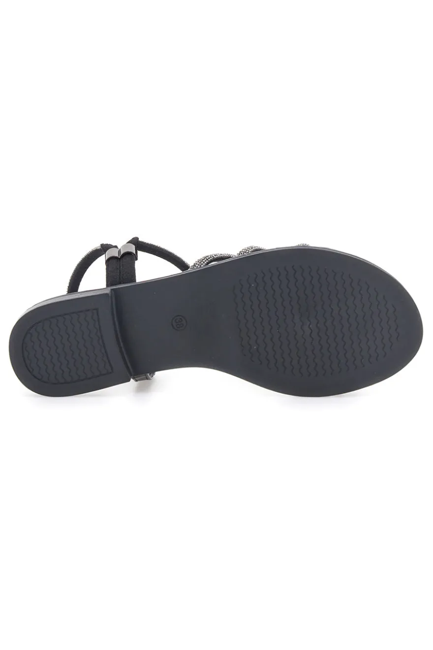 Sandali neri con fascette sottili e strass Me & Me 1703