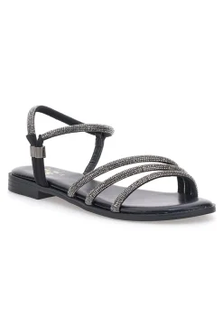 Sandali neri con fascette sottili e strass Me & Me 1703