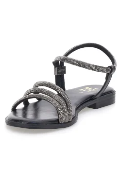 Sandali neri con fascette sottili e strass Me & Me 1703