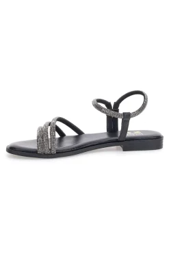 Sandali neri con fascette sottili e strass Me & Me 1703