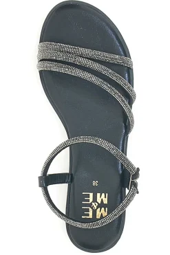 Sandali neri con fascette sottili e strass Me & Me 1703