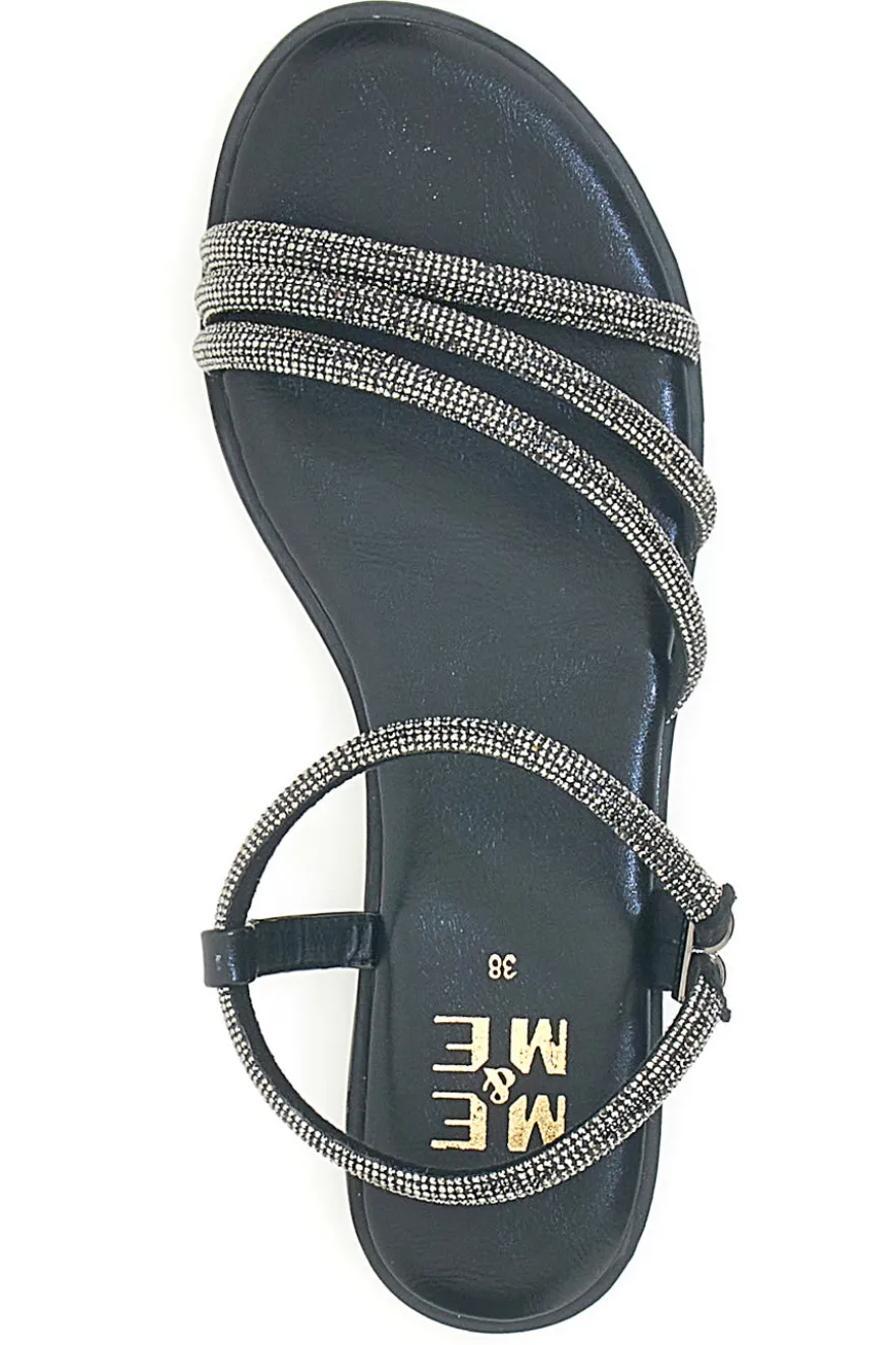 Sandali neri con fascette sottili e strass Me & Me 1703