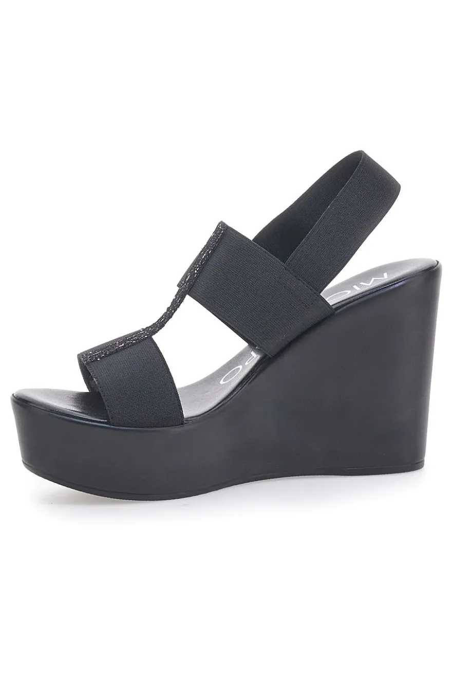Sandali Neri con Glitter e Plateau MIO TEMPO 3132/J1054