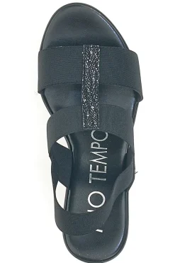 Sandali Neri con Glitter e Plateau MIO TEMPO 3132/J1054