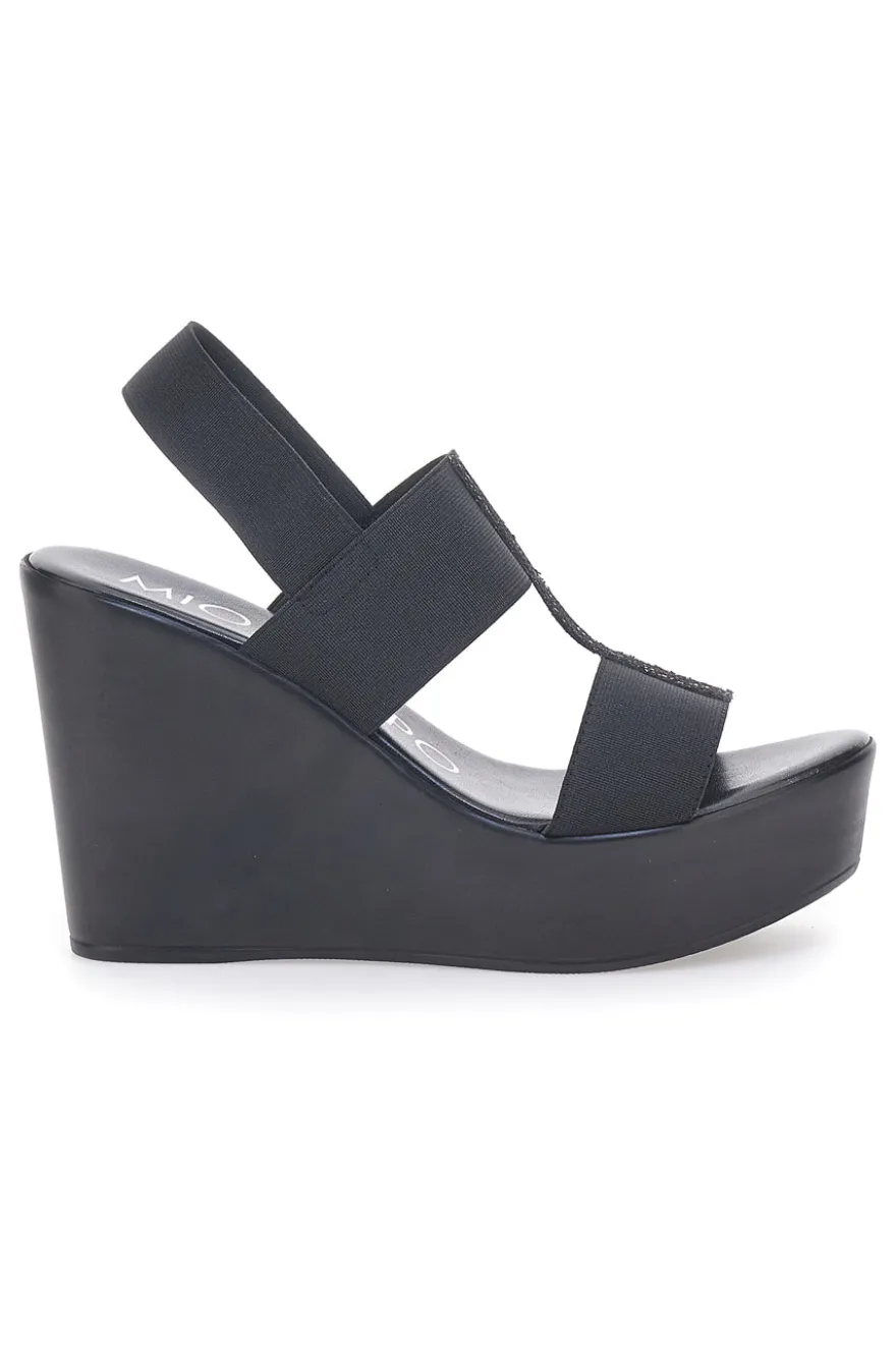 Sandali Neri con Glitter e Plateau MIO TEMPO 3132/J1054