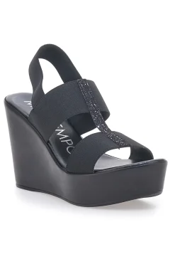 Sandali Neri con Glitter e Plateau MIO TEMPO 3132/J1054