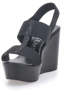 Sandali Neri con Glitter e Plateau MIO TEMPO 3132/J1054