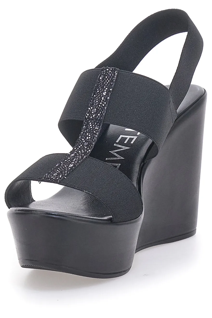 Sandali Neri con Glitter e Plateau MIO TEMPO 3132/J1054