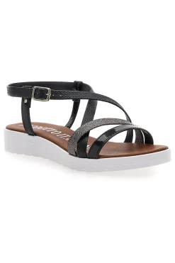 Sandali Neri con Glitter Mio Tempo 8864