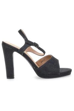 Sandali neri con glitter e tacco alto Galia 89892