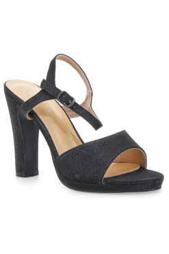 Sandali neri con glitter e tacco alto Galia 89892