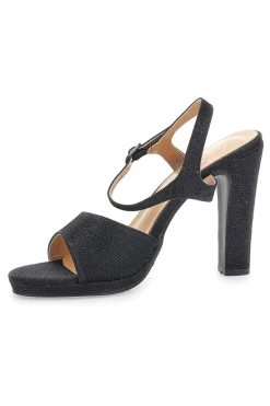 Sandali neri con glitter e tacco alto Galia 89892