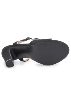 Sandali neri con glitter e tacco alto Galia 89892