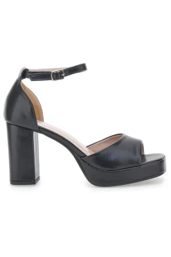 Sandali Neri con Plateau e Cinturino Alla Caviglia FIRST LADY P558