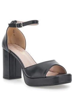 Sandali Neri con Plateau e Cinturino Alla Caviglia FIRST LADY P558