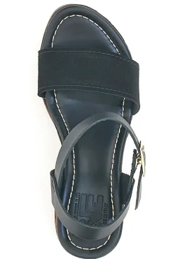 Sandali Neri con Platform Effetto Legno e Tomaia in Pelle PITTARELLO LOVE 5906/P