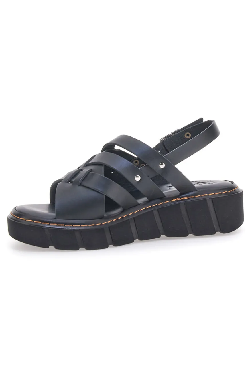 Sandali Neri Con Platform e Made in Italy Pittarello Rock 5840/C