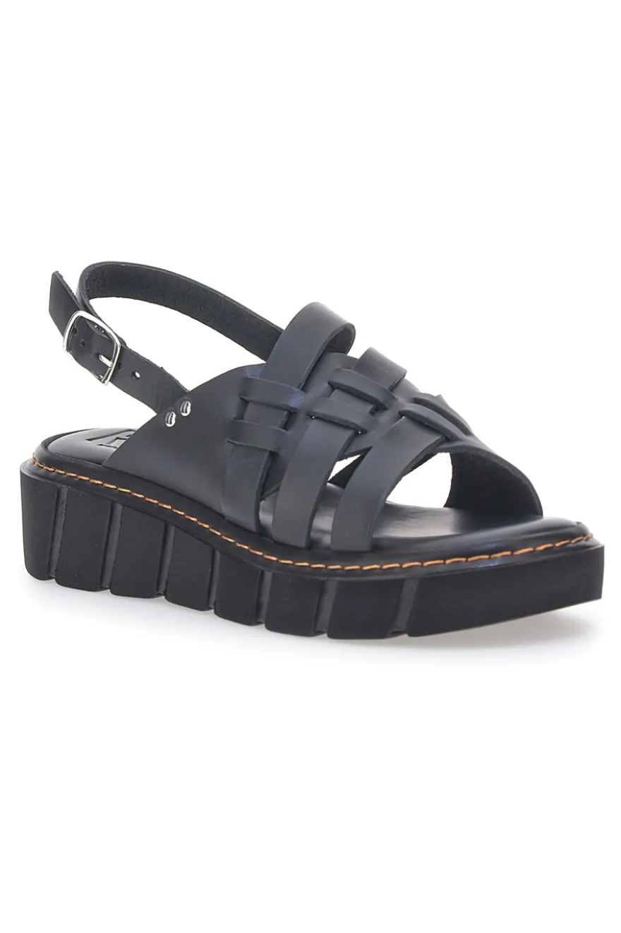Sandali Neri Con Platform e Made in Italy Pittarello Rock 5840/C