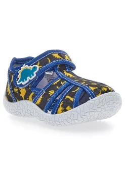 Sandali Neri con Rifiniture Blu e Dinosauri in Tessuto con Punta Chiusa Pitt Kids 2492