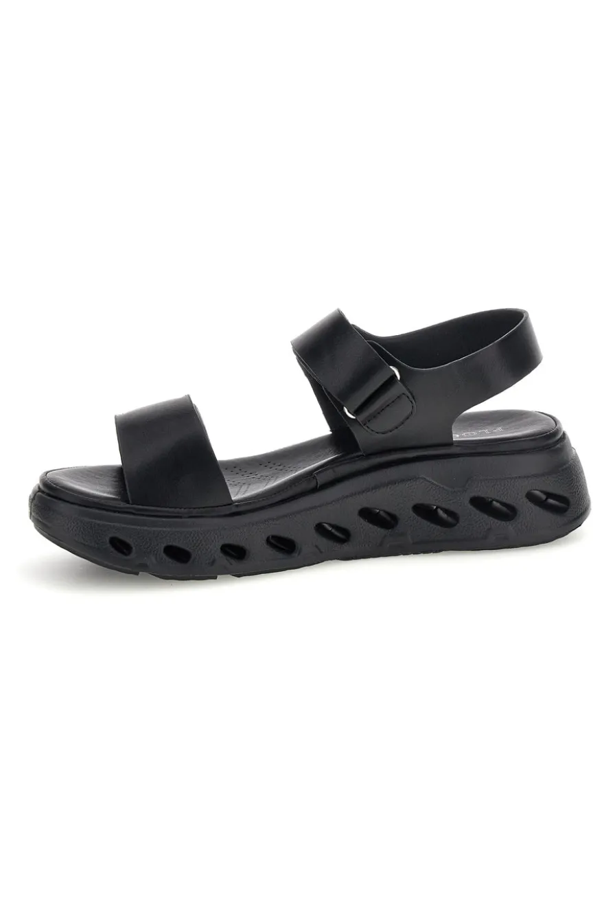 Sandali neri con strappi in velcro suola comfort Plocadi G88382
