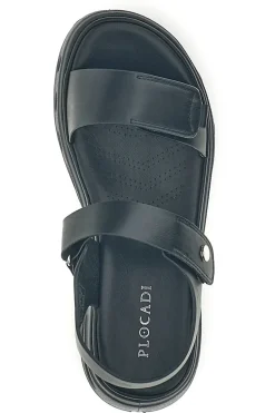 Sandali neri con strappi in velcro suola comfort Plocadi G88382