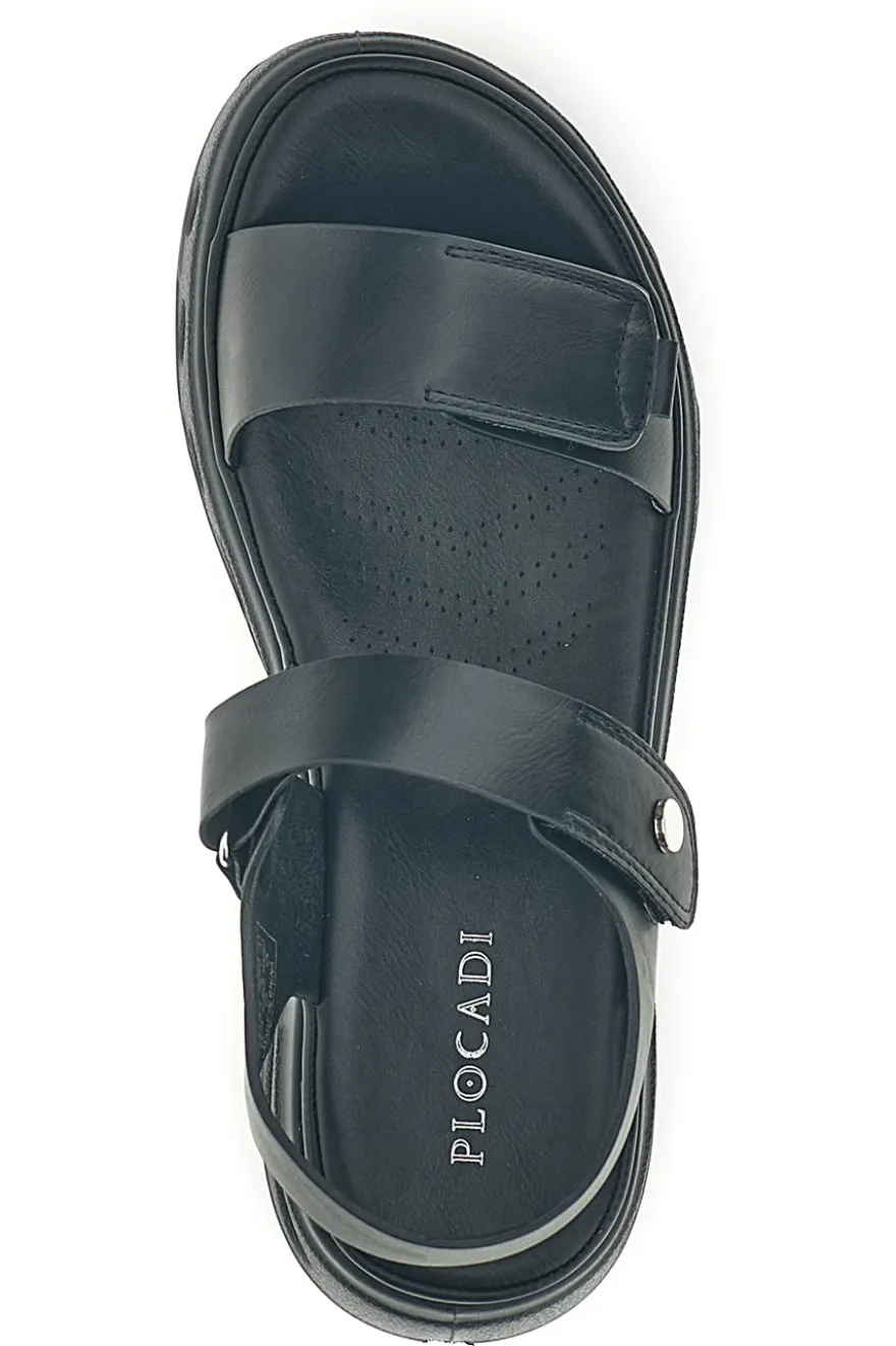 Sandali neri con strappi in velcro suola comfort Plocadi G88382