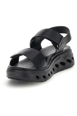 Sandali neri con strappi in velcro suola comfort Plocadi G88382