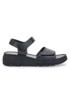 Sandali Neri con Strappi In Velcro Mio Tempo 350005