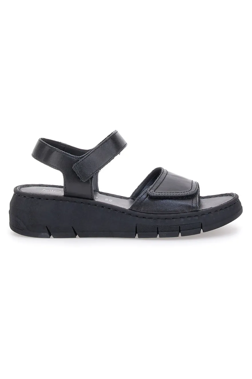 Sandali Neri con Strappi In Velcro Mio Tempo 350005