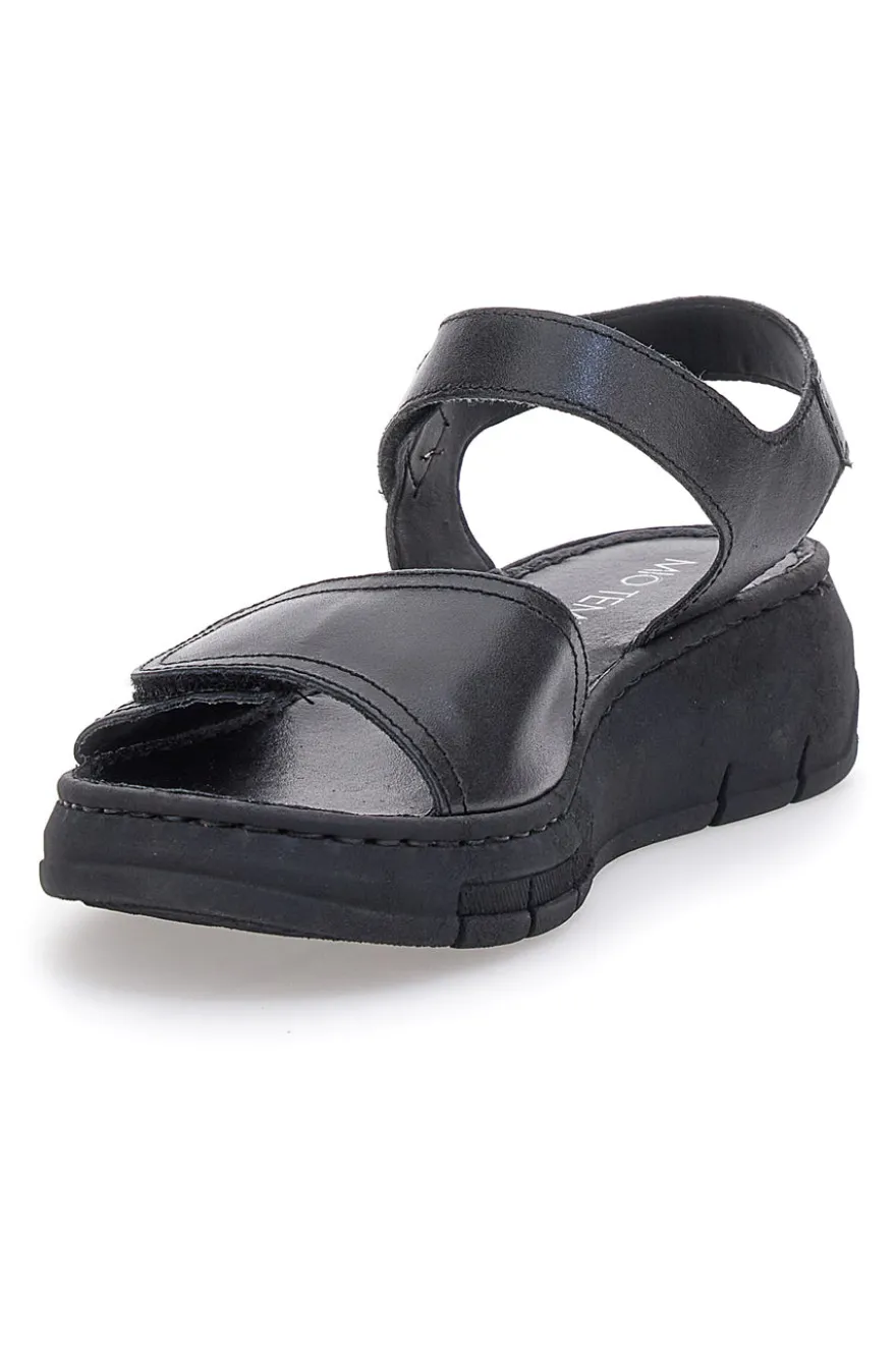 Sandali Neri con Strappi In Velcro Mio Tempo 350005