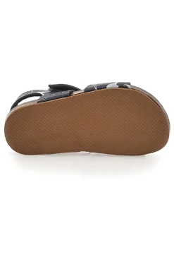 Sandali Neri Con Strappo In Velcro Plantare In Pelle Pitt Kids 47327