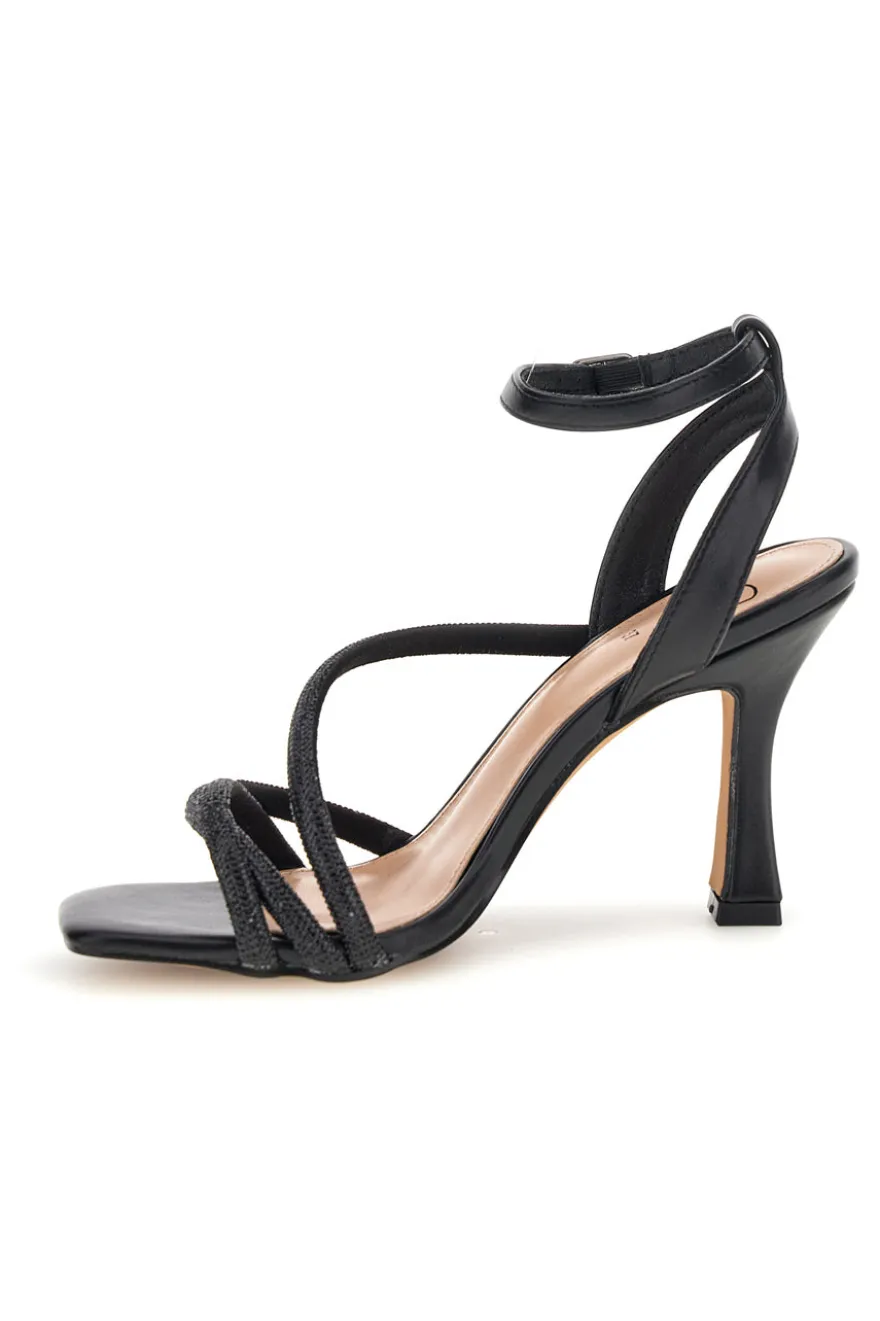 Sandali neri con strass e tacco alto Mon Dieu 1625