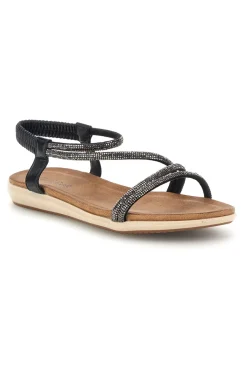 Sandali neri con strass e cinturino elasticizzato Cafe' cost 80965