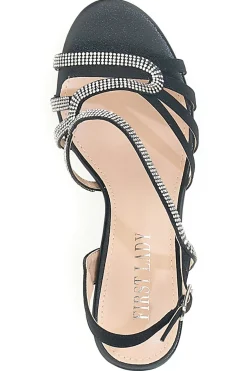 Sandali Neri con Strass e Tacco Alto First Lady P579