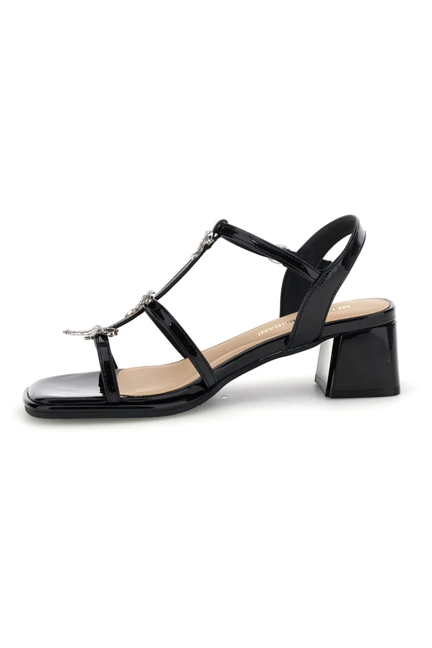Sandali neri con strass e tacco largo Mariella Burani 519601325