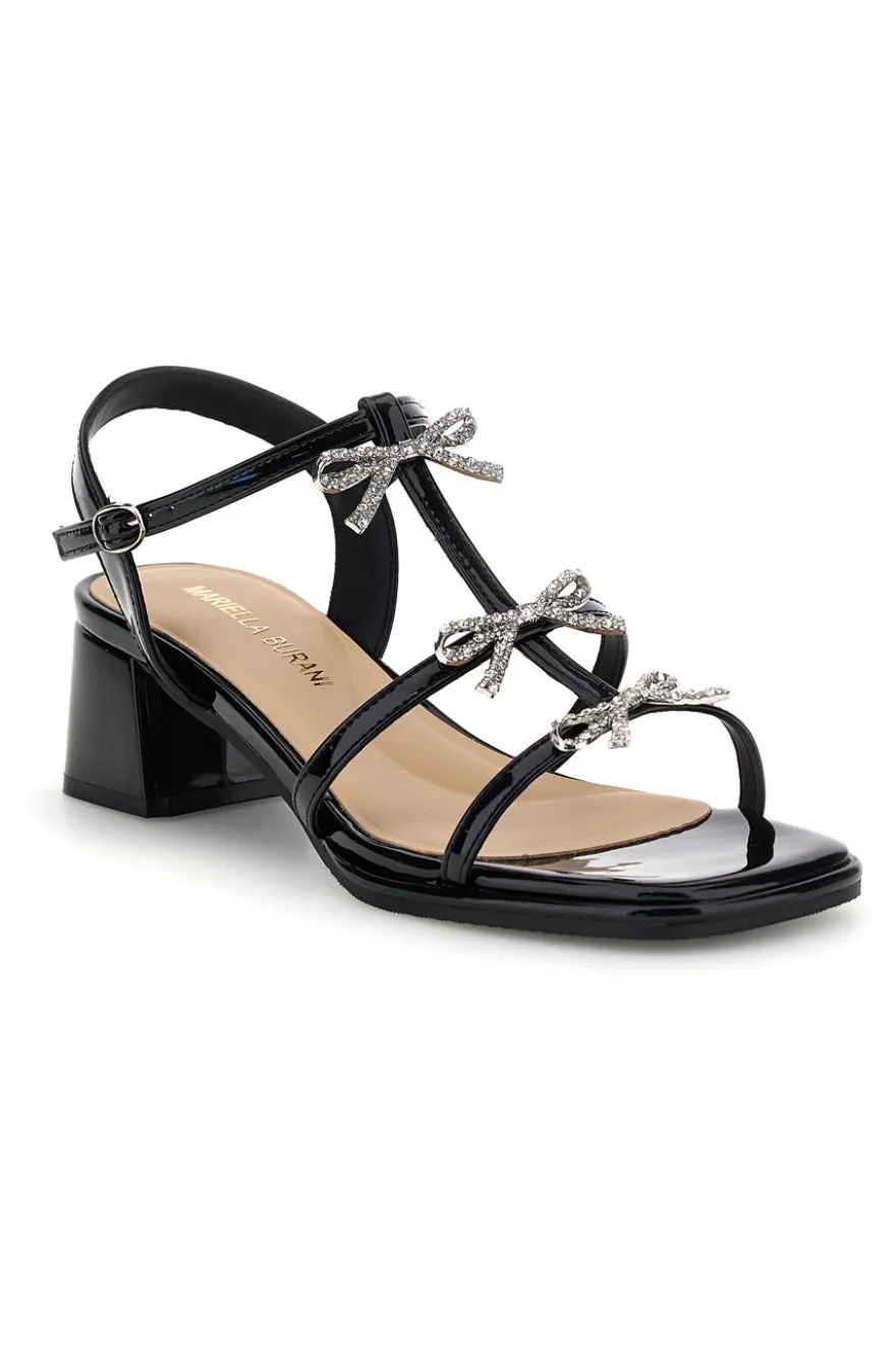 Sandali neri con strass e tacco largo Mariella Burani 519601325