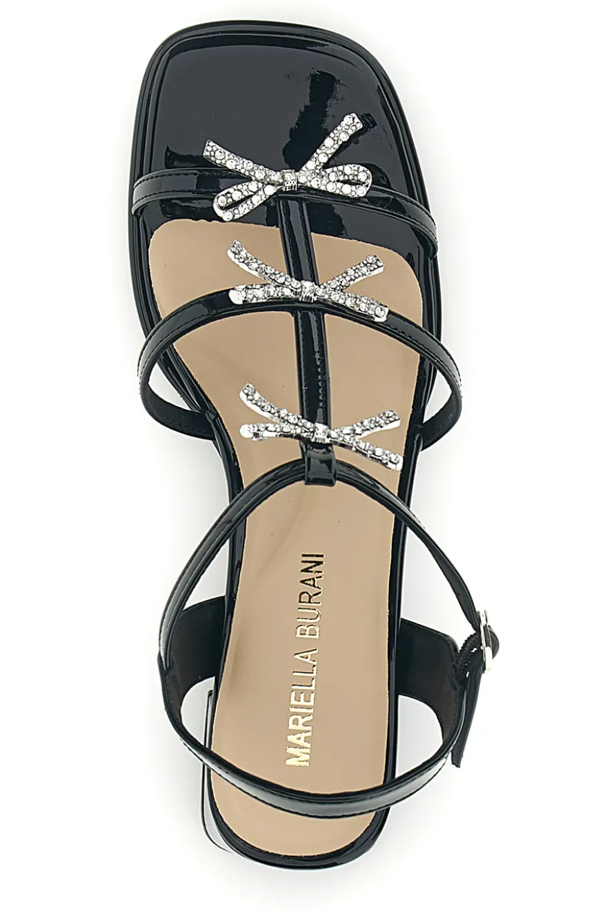 Sandali neri con strass e tacco largo Mariella Burani 519601325