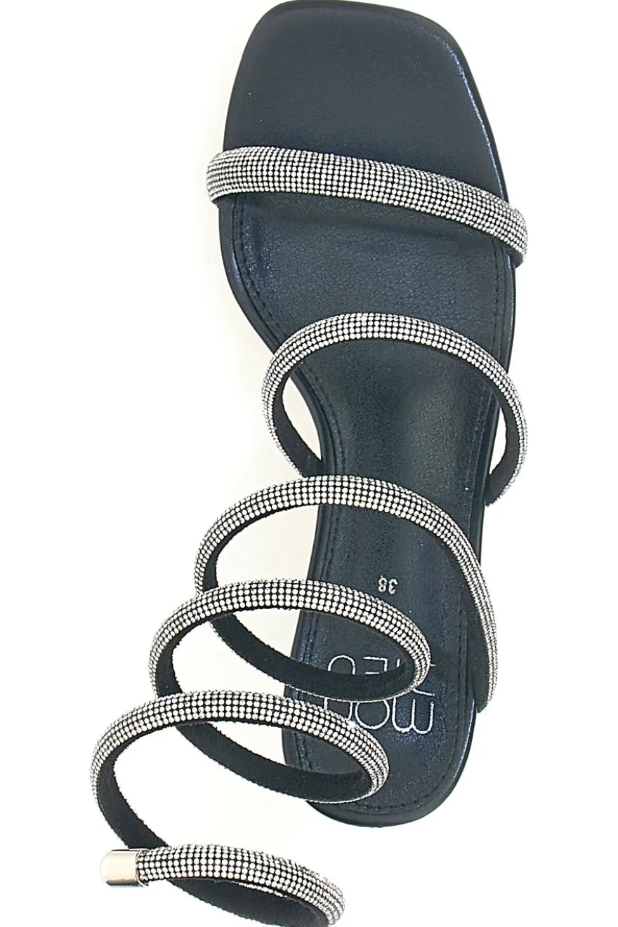 Sandali neri con strass e laccio a spirale Mon Dieu 1614