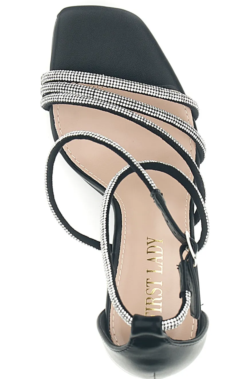 Sandali neri con strass First lady P692