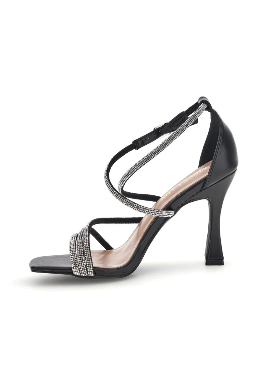 Sandali neri con strass First lady P692