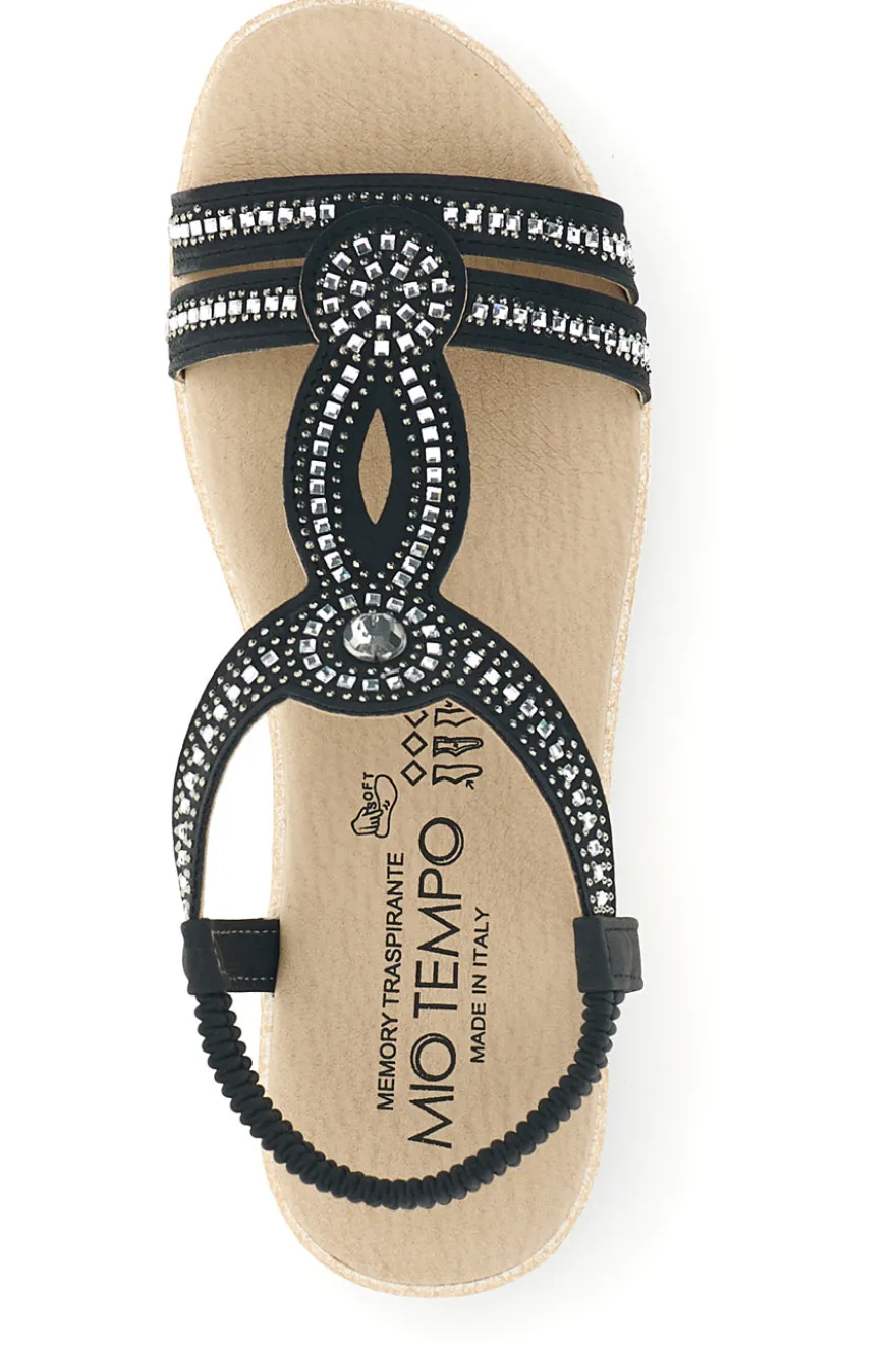 Sandali neri con strass Mio tempo LR263702