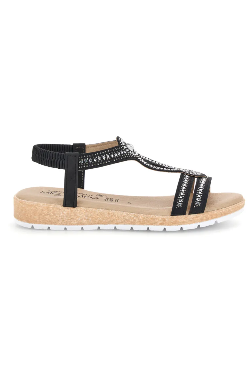 Sandali neri con strass Mio tempo LR263702