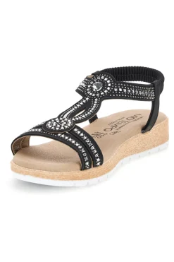 Sandali neri con strass Mio tempo LR263702