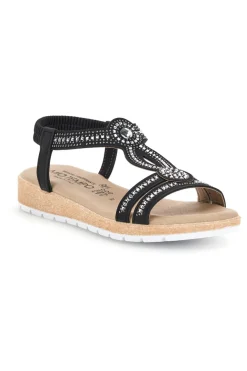 Sandali neri con strass Mio tempo LR263702